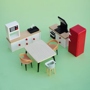 Mini Realistic Kitchen Cabinet Set Dollhouse Decorations