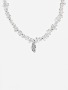 Versatile Luxe White Crystal Feather Necklace