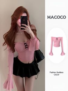 Unique Beautiful Womens Long Sleeve One Shoulder Mesh Base Shirt Inner Wear T-Shirt Stylish Commute Korean Version Slim Fit