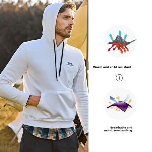 Jeep | Jeep Mens Hoodie Sweatshirt Thick Long Sleeve Outdoor Skin-friendly Cotton Sensation Ribbed Coat Autumn Winter Fashionable