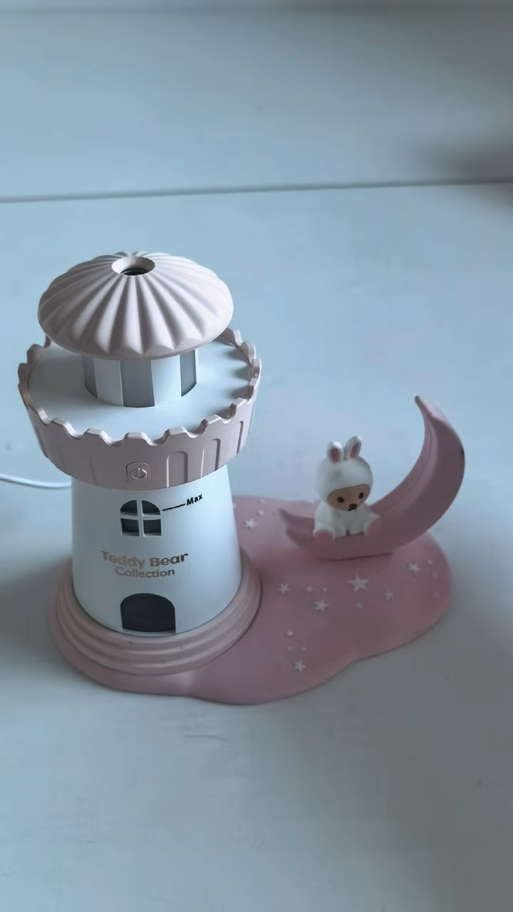 USB ฮิวมิดิไฟเออร์ อากาศสดชื่น น้ำหอมดิฟฟิวเซอร์ ไฟ LED หอคอยสไตล์โมเดิร์น ฮิวมิดิไฟเออร์อัลตราโซนิกในรถ ฟ็อกเกอร์ แอโรโซลไลเซอร์ ของตกแต่งโต๊ะทำงาน หอคอยสีชมพูขนาดเล็ก