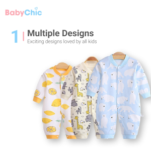 Baju Budak Romper Bayi Lengan Panjang Long Sleeve Baby Bodysuit Newborn Jumpsuit 0 - 12 Months