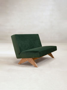 French Style Retro Quiet Style Furniture Solid Wood Green Velvet Double B & B Middle and Ancient Small Apartment Small Sofa without Armrest