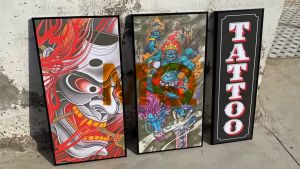 Tranh Nhật Cổ - Bộ 4 Tranh Vương Quyền Tranh Chiến Binh Trang Trí Quán Cafe Tattoo Barbershop Trà Chanh Trà Sữa Quán Ăn