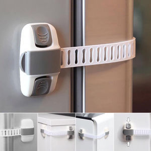 Adjustable Fridge Guard Refrigerator Door Latch Baby Safety Child Lock Appliance Door Safety Lock (Grey White)