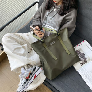 Trendy Canvas Tote Bag Mens Designer Single Shoulder Travel Commuting Backpack Youth Soft Handle Zipper Closure Large Size