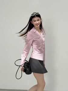 Áo Blouse Tay Dài Ôm Body Vòng eo V-Neck Cổ V