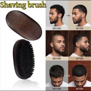Men Boar Bristle Wood Beard Brush Portable Dark Wood Hairdresser Shaving Brush Retro Facial Cleaning Styling Tool Soft Hairbrush