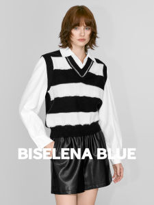 BEIQIANI | Color Blocked Striped Patchwork One-Piece Knit Sweater