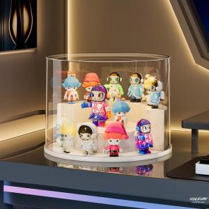 Large Transparent Acrylic Rotating Display Case for Figurines Desktop Storage Organizer Dustproof Block Decorations Cabinet