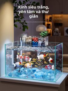 KUOTING | Ultra-clear Mini Living Room Aquarium Fish Tank Oxygen Filtration Integrated