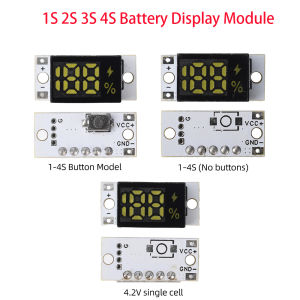 3-17V 1/2/3/4S Lithium Battery Power Meter Display Module Series Connected Battery Percentage Capacity Monitor Indicator Board