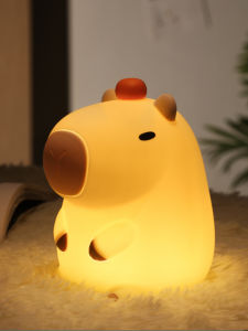 Cute Silicone Capybara Night Light Childrens Nightlight Gift USB Rechargeable Animal Touch Bedside Slepp Lamp Timing Function
