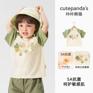 CUTEPANDAS Kawaii Short Sleeve T-Shirt for Boys Baby Summer Clothing Cotton 100% Cartoon Print Casual Style Infant Tops