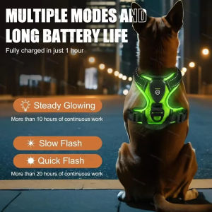 LED Glowing Luminous Dog Harness Vest with Three Light Modes Rechargeable - Essential for Night Dog Walking Safety