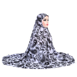 Extra Big Size Soft Printed XXXL muslim pray hijab amira pull on islamic scarf head wrap