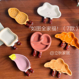 Hand-Painted Ceramic Bread Plate Tomato Sauce Dish Underglaze Color Ins Style Home Use New 2025 Bowl Cartoon Animation Pattern