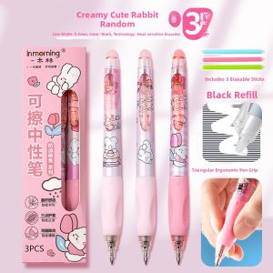 MONLEYTA | Heat Erasable Neutral Pen Tea Color Magic Erase Hand Protection School Supplies Black Crystal Blue Ink Ballpoint Pen For Students