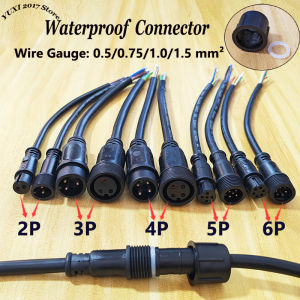 Waterproof Wire Connector 2/3/4/5/6Pin Plug Socket with 0.5-1.5mm² Cable Rated Electrical Joint For LED Light&Outdoor Devices
