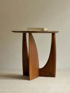 GOOFANSER | Nordic Circular Solid Wood Minimalist Black Side Table