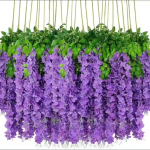 50cm Artificial Wisteria Flower Rattan Pendant Wedding Home Decor Hanging Vine with Lifelike Blooms