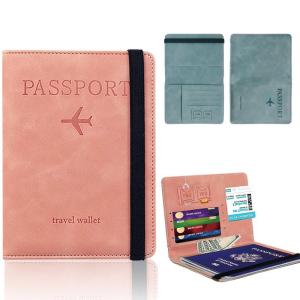 HOT SALERFID การปิดกั้นผู้ถือหนังสือเดินทางกระเป๋าเดินทางกระเป๋าสตางค์หนังสําหรับผู้ชายผู้หญิง Multi-Function ID Bank Card อุปกรณ์เสริม