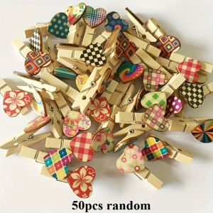 30/50pcs Mini Clothespins in Heart Shape | Wooden Clips for PicturesWedding DecorArt Display | Handmade Holiday Ornaments.