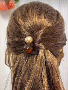 Phụ Kiện Tóc Kiểu Nhật Hàn Quốc U-Shape Three-Tooth Caramel Bead Hairpin Móc Cài Tóc Nửa Đầu Bun Hairpin Phụ Kiện Làm Đẹp Tóc