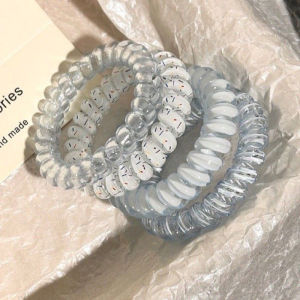 4Pcs Womens Spiral Hair Ties Telephone Wire Cord Hair Ring Elastic Head Bands Rubber Band Scrunchies Headwear Hair Accessories.