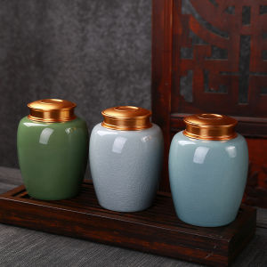 Portability Meets Elegance: Brother Kiln New Style Tea Canister Qingbai Ceramic Sealed Jar Travel-Friendly Large Medium-Sized Home Use