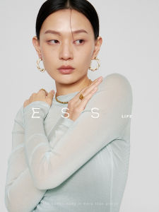 Esslife Acetate Mesh Long Sleeve Slim Fit Base Shirt Women Spring Summer Thin Style Essential Inner Wear Top Simple Casual