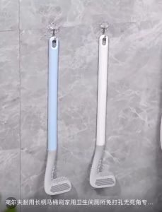 HTF Soft Rubber Golf Toilet Brush Hanging Long Handle Cleaning Brush Bathroom