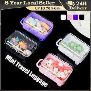 Mini Plastic 3D Travel Suitcase Luggage Doll Accessories Furniture Kids Toys Play House Train Suitcases For Baby Doll Gift New