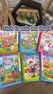 Tranh Tô Màu Nước Ma Thuật Tự Xóa Sách Tập Tô Thần Kỳ Magic Water Book Cho Bé Tặng 1 Bút Tô Màu