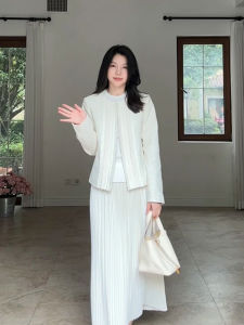 XUECAIQI | Elegant Simple Style Knitwear Outfit Women Set