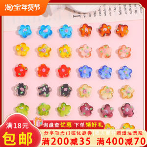 ลูกปัดแก้วลายดอกเหมยแก้วสไตล์วินเทจ2ชิ้นอุปกรณ์เสริมลูกปัดร้อยด้วยมือ DIY ทำสร้อยข้อมือวัสดุสร้อยคอ