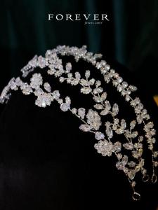 Elegant Simple Korean Style Wedding Headwear Hairband Zirconia Womens Bridal Accessory Fashionable Alloy Embedded Gemstone