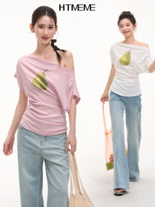HTMEME | Cool and Pear Print Lethargic Style Womens Short Sleeve T-Shirt