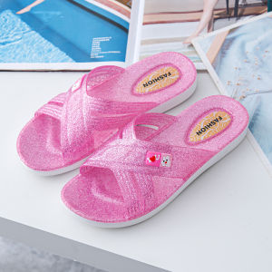 New Arrival Crystal Slippers Womens Sandals Non-Slip Deodorant Flats Soft Bottom Comfortable Home Indoor and Outdoor Flip-Flops Beach