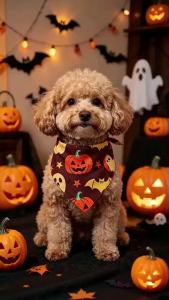 Polyester Pet Halloween Bandana Pumpkin Ghost Print Spider Bat Pattern Dog Triangle Scarf Soft Skin-Friendly Fade Resistant