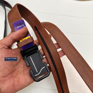 Sabuk Resleting Ikat pinggang pria rit resleting kulit