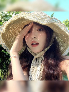 Spring Summer Lace Bowtie Straw Hat Sun Protection Hat Beach Vacation Photography Sun Hat UV Protection Sunshade Hat