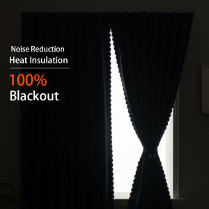 Thick Curtain 100% Blackout Curtain Magic Tape Plain Curtain For Window Living Room Bedroom Blinds Heat Insulation Kurtina Hole-Free