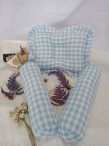 Bantal Guling set 3 in 1 Motif kotak kotak dan salur