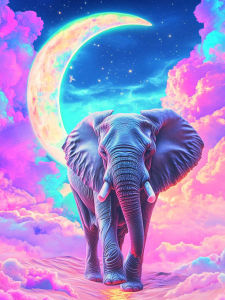 Huacan Full Square Round Diamond Painting Rainbow Crescent Elephant Diamond Embroidery Animal Landscape Complete Kit Craft kit