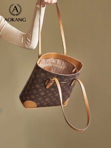 Aokang Large Capacity Tote Bag 2025 New Womens Underarm Single Shoulder Commuter Bag Handbag Retro Artistic Style Fabric Lining