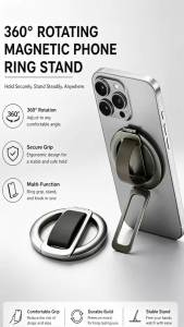 qghappy | Giá Đỡ Điện Thoại Từ Tính Kiêm Chân Đế Tương Thích Với MagSafe iPhone Samsung - Giá Đỡ Gấp Gọn Cầm Tay