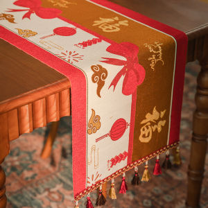 Decorative Cotton Linen Tablecloth Christmas Celebration Rectangular Table Flag American Retro Style Bed Tail Towel Floral Pattern