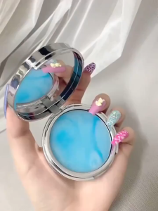 Candy Bella Oil Control Makeup Setting Pressed Powder with Puff Matte Oil Control Natural Long-Lasting Waterproof Flawless Pressed Delicate Skin Friendly Natural Nude Makeup Blue Sky Free Powder