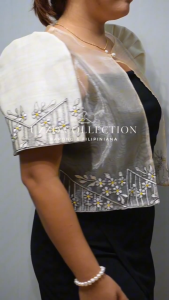 UZZO Filipiniana Modern Bolero Sampaguita Embroidery Pinya Venusia Fabric Cream Off White Classy Elegant Traditional Mestiza Sleeves